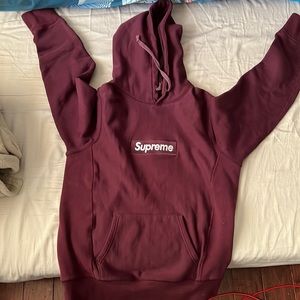 2011 Supreme burgundy box logo hoodie